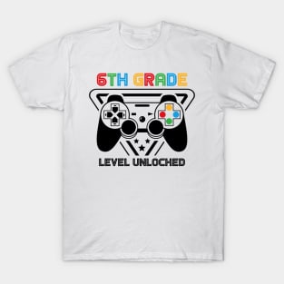 6th Grade Level Unlocked Video Gamer Back to School Boys T-Shirt